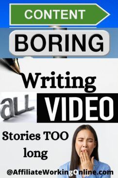 boring writing, video and stories too long